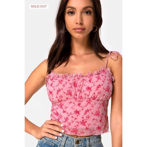 Motel Kalsi Top in Love Bloom Pink Flock Size Small - Picture 1 of 7